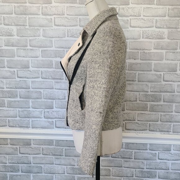 Cara Loren Gray Wool Blend Moto Jacket Asymmetrical Zipper Women Small Outerwear - Picture 3 of 10